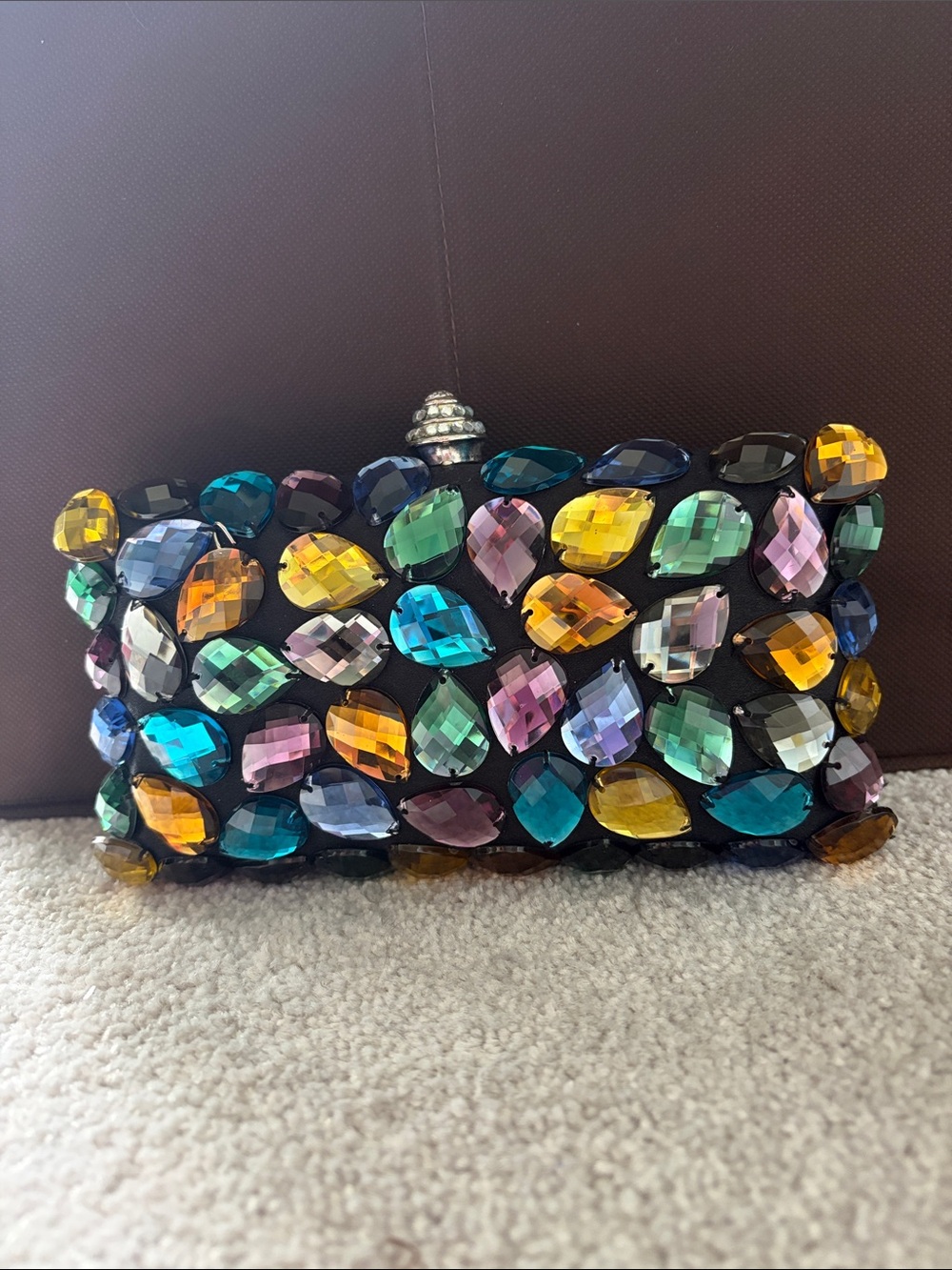 Miss Caprice Bejeweled Multi-Color Jewel Evening Bag / Crossbody